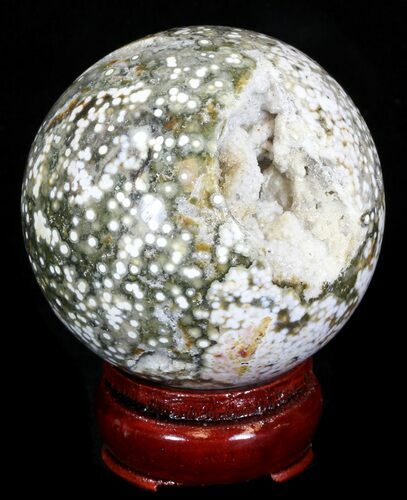Unique Ocean Jasper Sphere - Crystal Cavities #32161